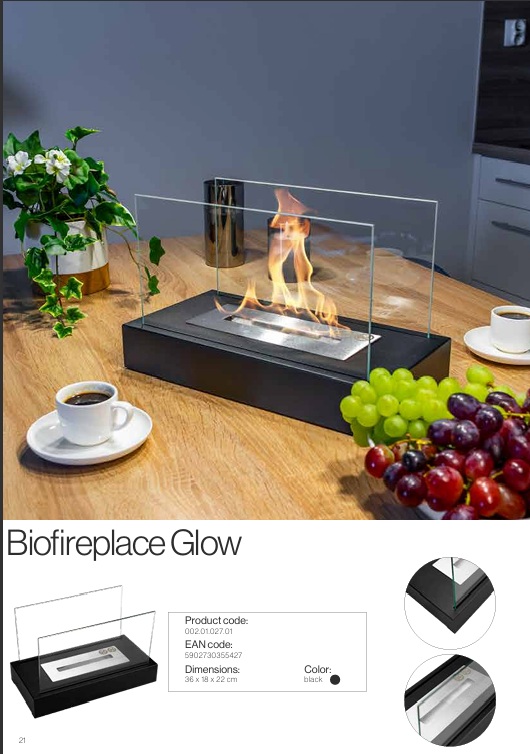 Biofireplace Glow black freestanding bio ethanol fireplace