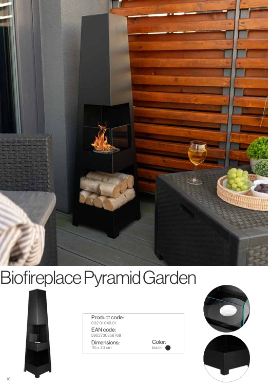 Biofireplace Pyramid Garden outdoor black pyramid ethanol fireplace